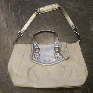 Beige Coach Purse with siver